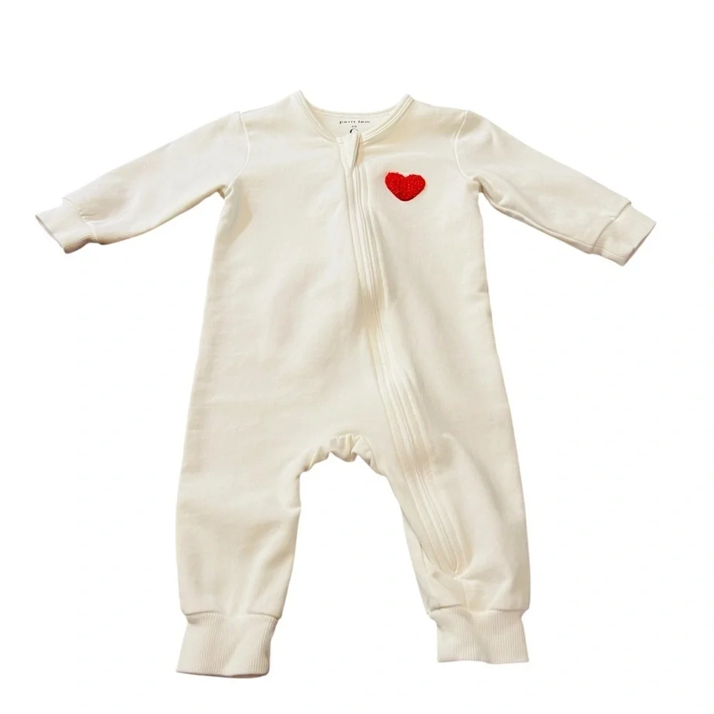 Petit Lem White Onsie with Red Heart Size 6 Months